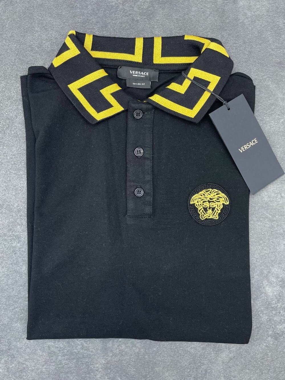 Versace Men’s Black Medusa Polo Shirt Tailor Fit- Size Large